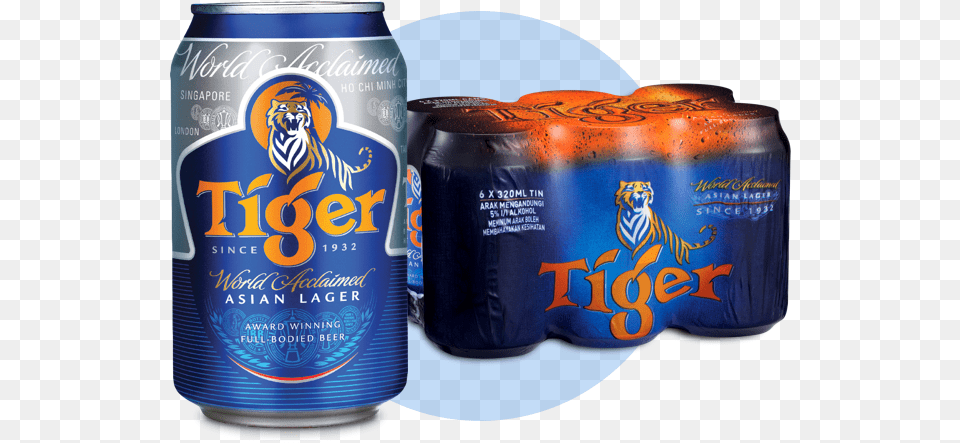 Tiger 6 Can Pack Tiger Beer Can Malaysia, Alcohol, Beverage, Lager, Tin Free Png Download