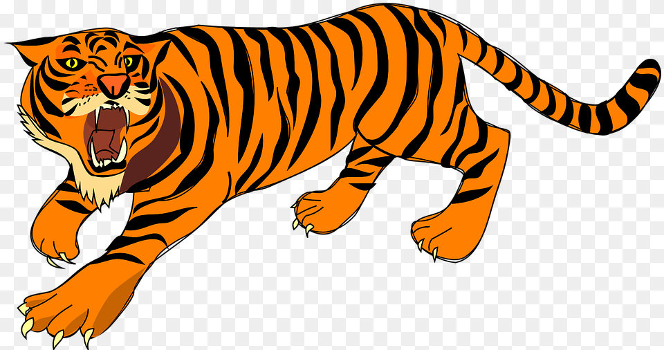 Tiger Angry Defense Stripes Loud Tiger Clipart, Animal, Mammal, Wildlife Png Image