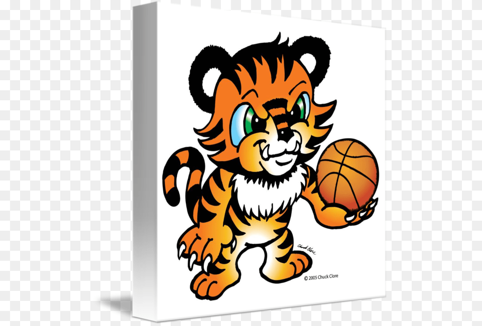 Tiger Basketball By Chuck Clore Vector Tiger With A Basketball, Ball, Basketball (ball), Sport, Baby Free Png Download