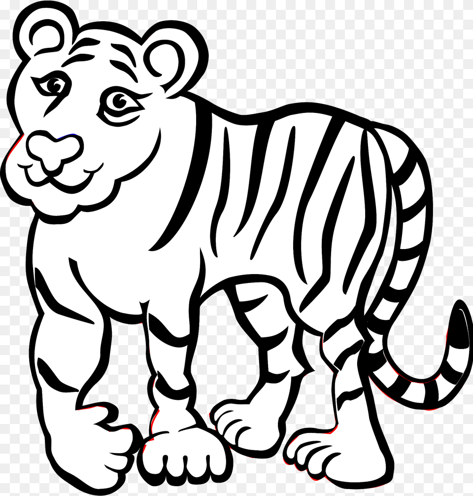 Tiger Black And White Clipart, Face, Head, Person, Baby Free Transparent Png