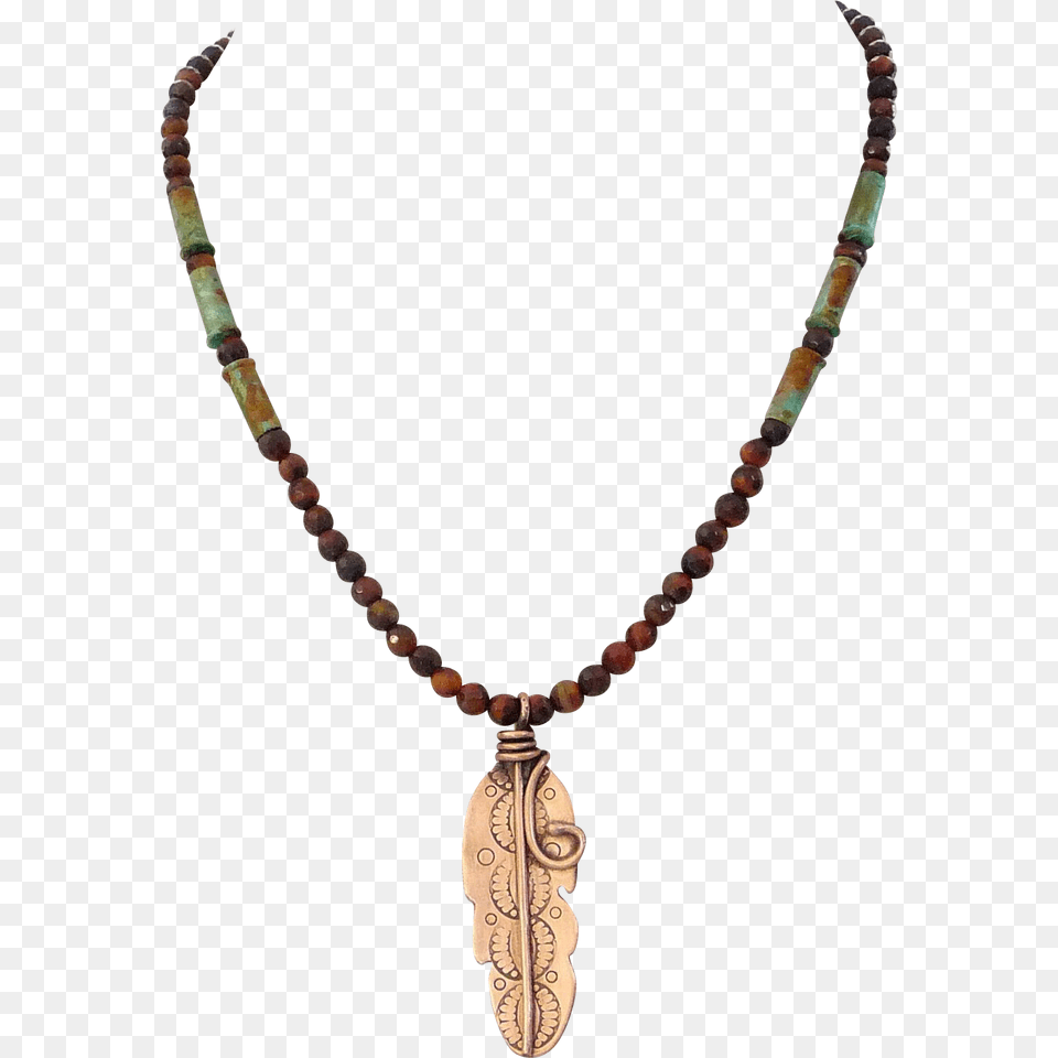 Tiger Eye Copper Feather Bullet Shell Casing Necklace Bullet, Accessories, Bead, Bead Necklace, Jewelry Free Transparent Png