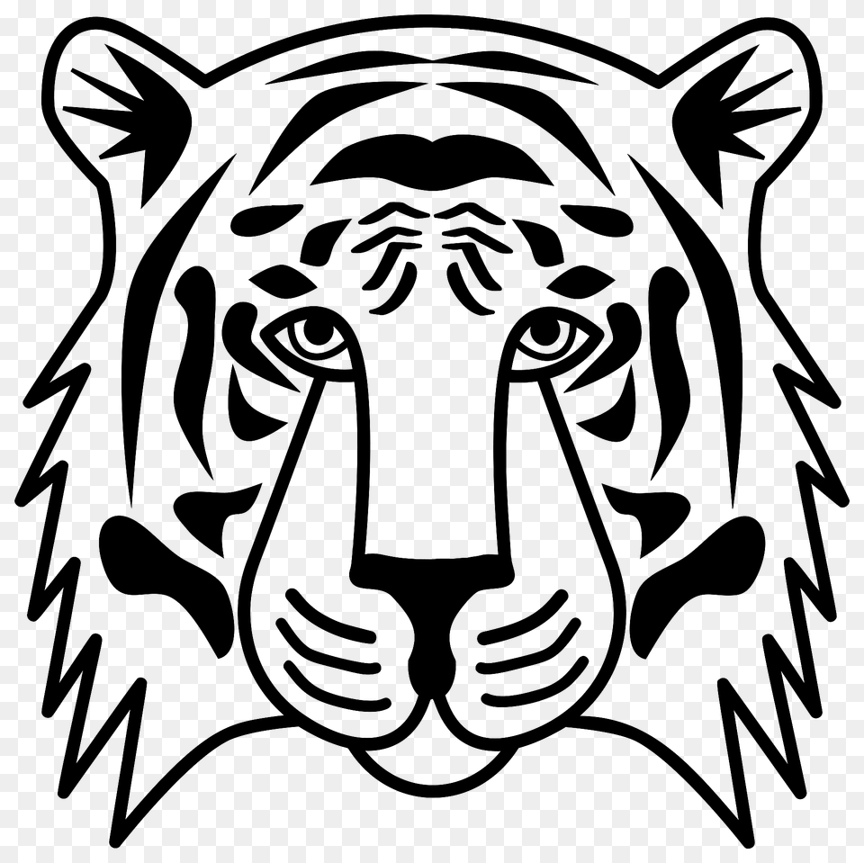 Tiger Face Black And White Clipart, Animal, Wildlife, Person, Mammal Free Transparent Png