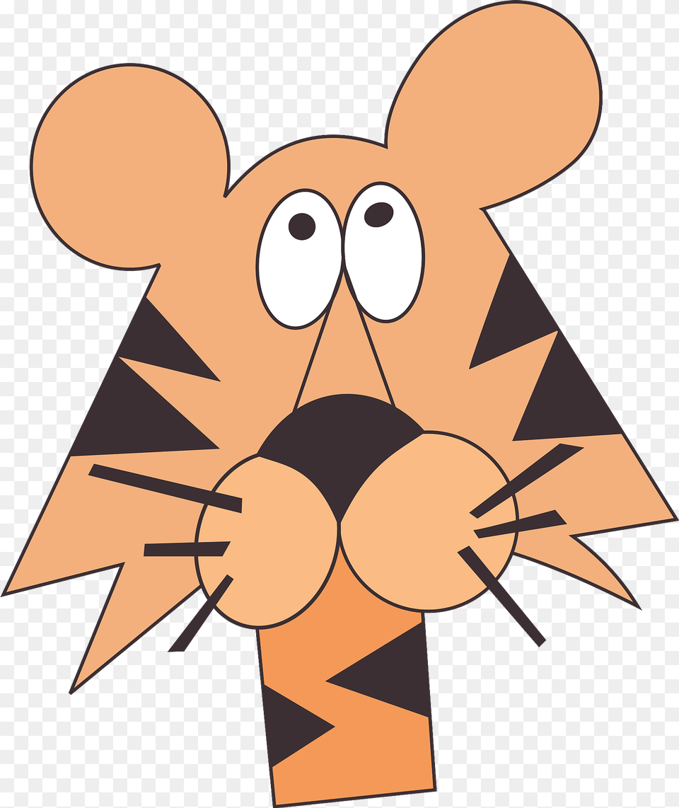 Tiger Face With Eye Roll Clipart, Cartoon Png