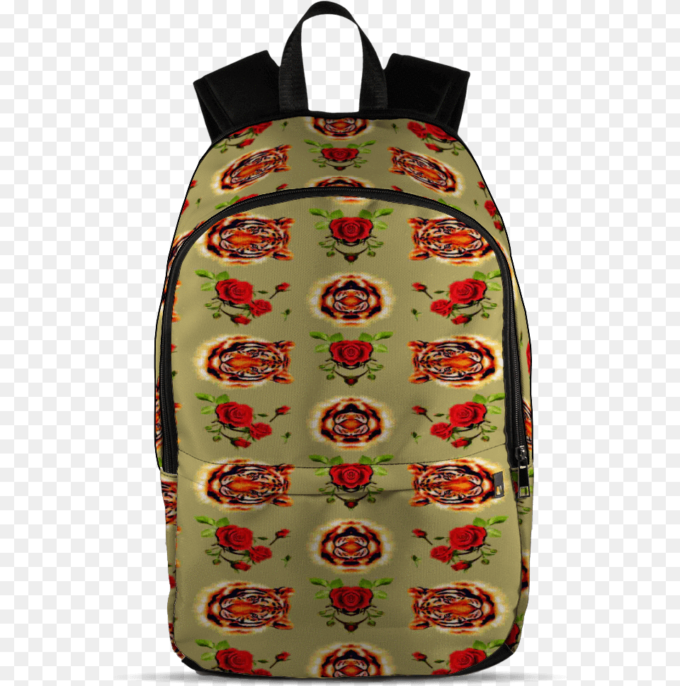 Tiger Flowers Pattern Backpack, Bag, Accessories, Handbag, Flower Free Png