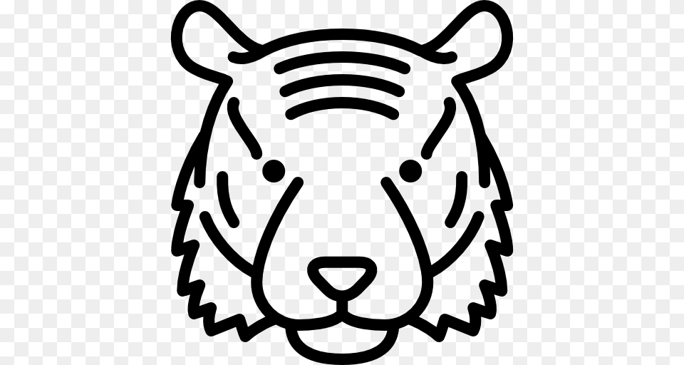 Tiger Head, Stencil, Livestock, Animal, Mammal Free Transparent Png