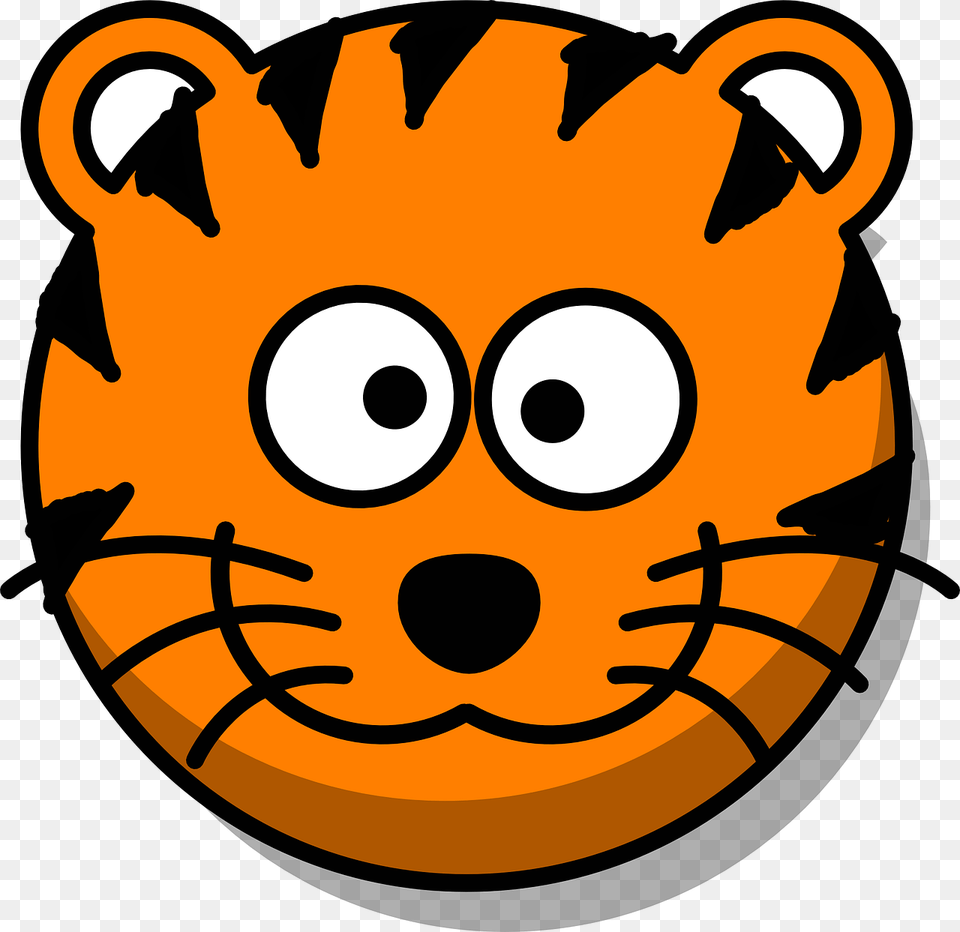 Tiger Head Grin Cartoon Orange Round Whiskers Clip Art Tiger Face, Vegetable, Pumpkin, Food, Produce Free Transparent Png