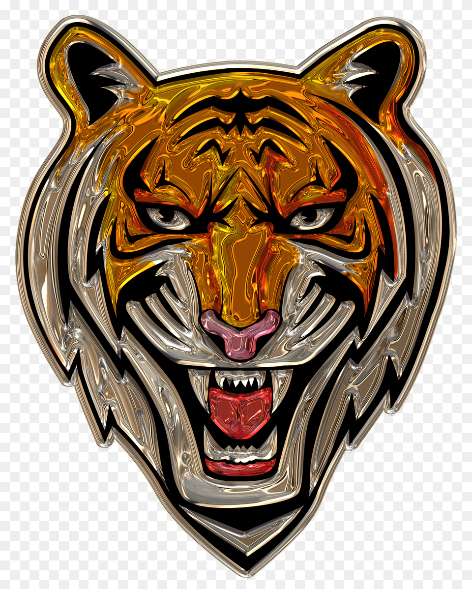Tiger Head Plastic Art, Logo, Emblem, Symbol, Adult Free Png Download