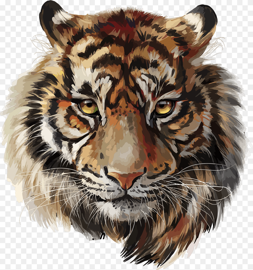 Tiger Head Watercolor Painting Image Download Painting Tiger Watercolor, Animal, Mammal, Wildlife, Bird Free Png