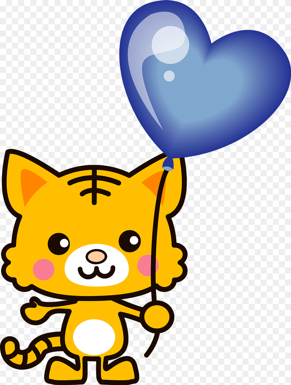 Tiger Is Holding A Blue Heart Balloon Clipart Free Transparent Png