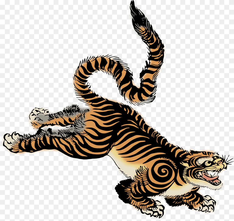 Tiger Japanese Art, Electronics, Hardware, Animal, Mammal Png Image