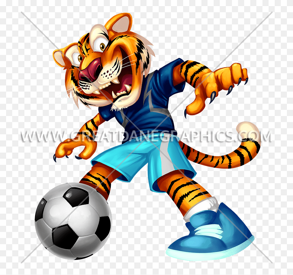 Tiger Kick Production Ready Artwork For T Shirt Printing, Ball, Football, Soccer, Soccer Ball Free Transparent Png