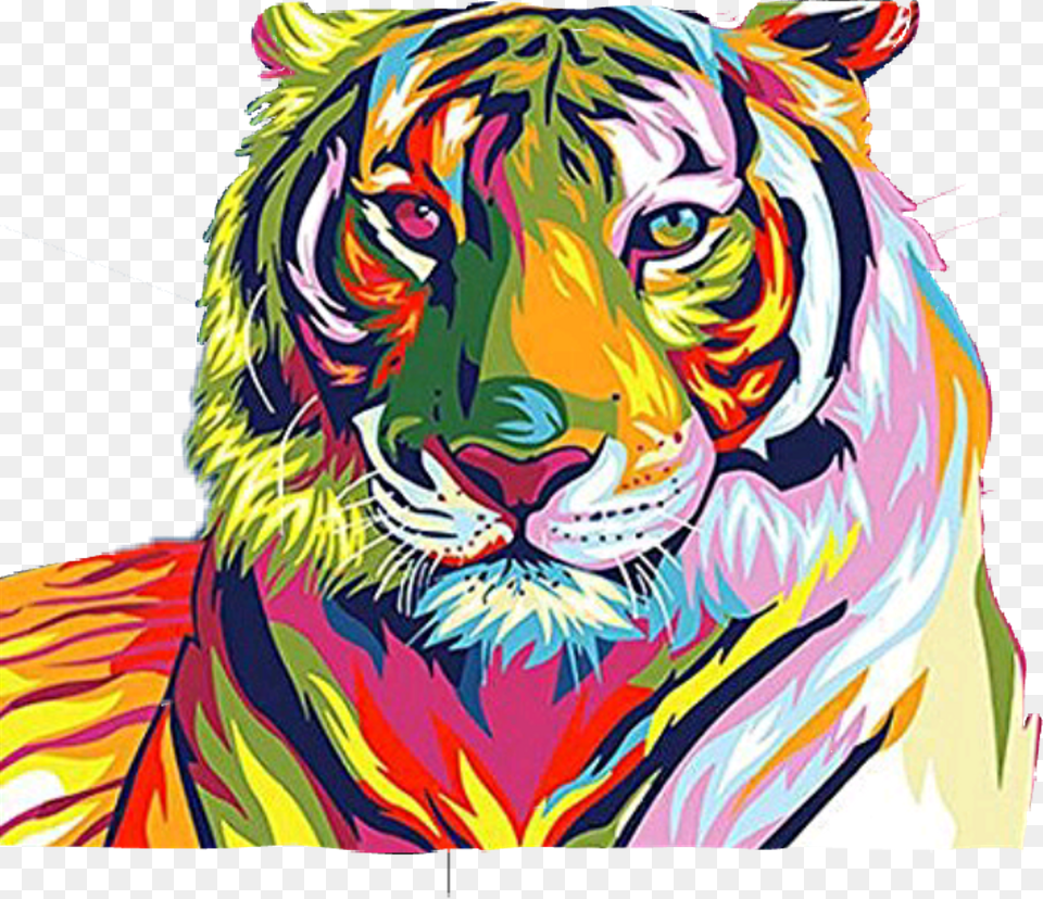 Tiger Leon Wild Wildanimal Wildanimals Wildish Colorful Tiger, Art, Animal, Mammal, Wildlife Png