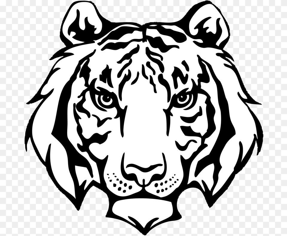 Tiger Logo Black And White 5 Tiger Black And White, Stencil, Baby, Person, Face Png Image