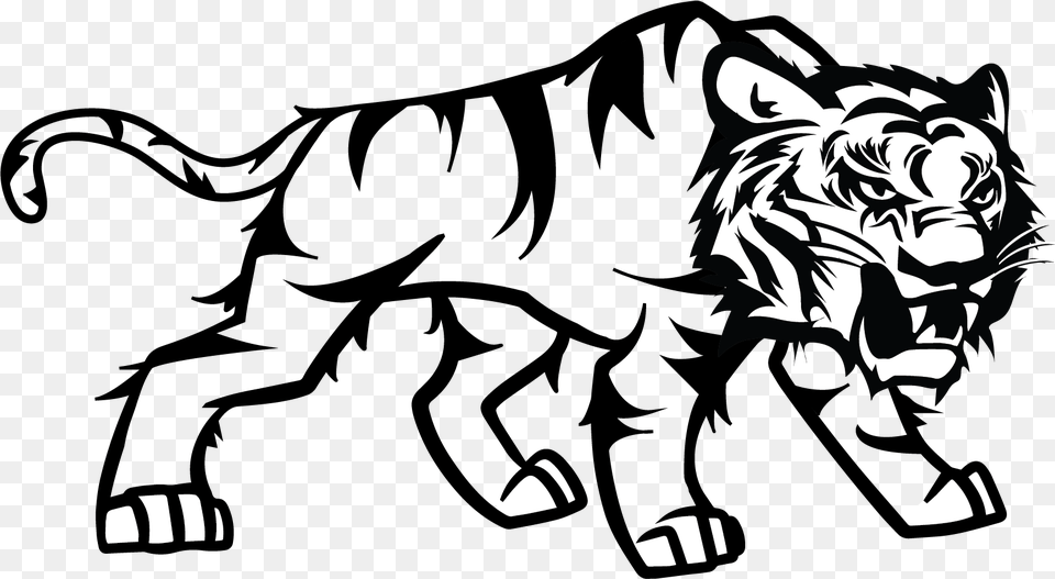 Tiger Logo Black And White Lion, Stencil, Art, Drawing, Baby Png Image