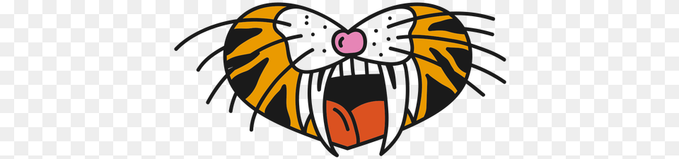 Tiger Oldschool Tattoo Transparent U0026 Svg Vector File Heart Tiger Teeth Svg, Animal, Bee, Insect, Invertebrate Png Image