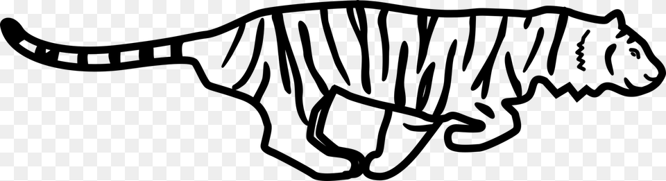 Tiger Outline Of Running Download, Gray Png Image