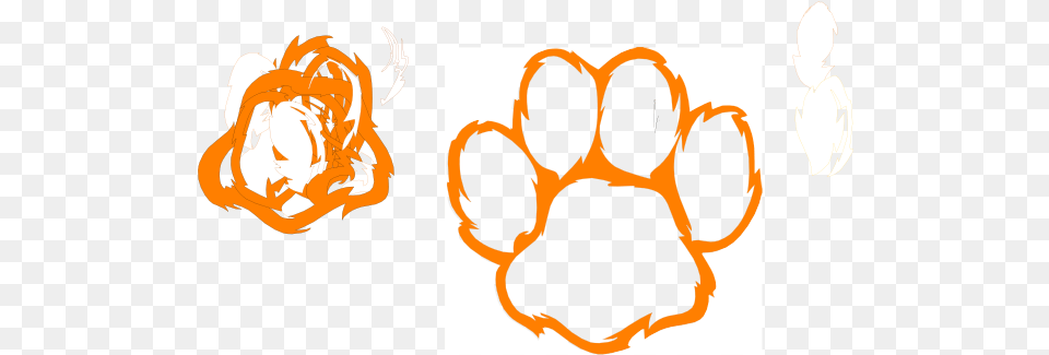 Tiger Paw White Orange Purple Clip Art Vector Tiger, Electronics, Hardware, Body Part, Hand Free Png