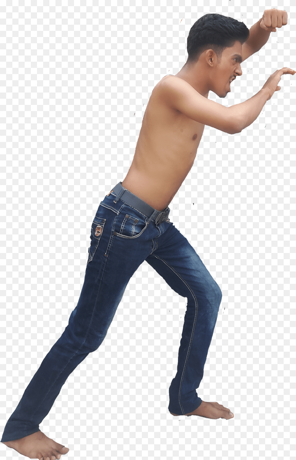 Tiger Photoediting Model Barechested, Clothing, Pants, Jeans, Teen Free Png Download