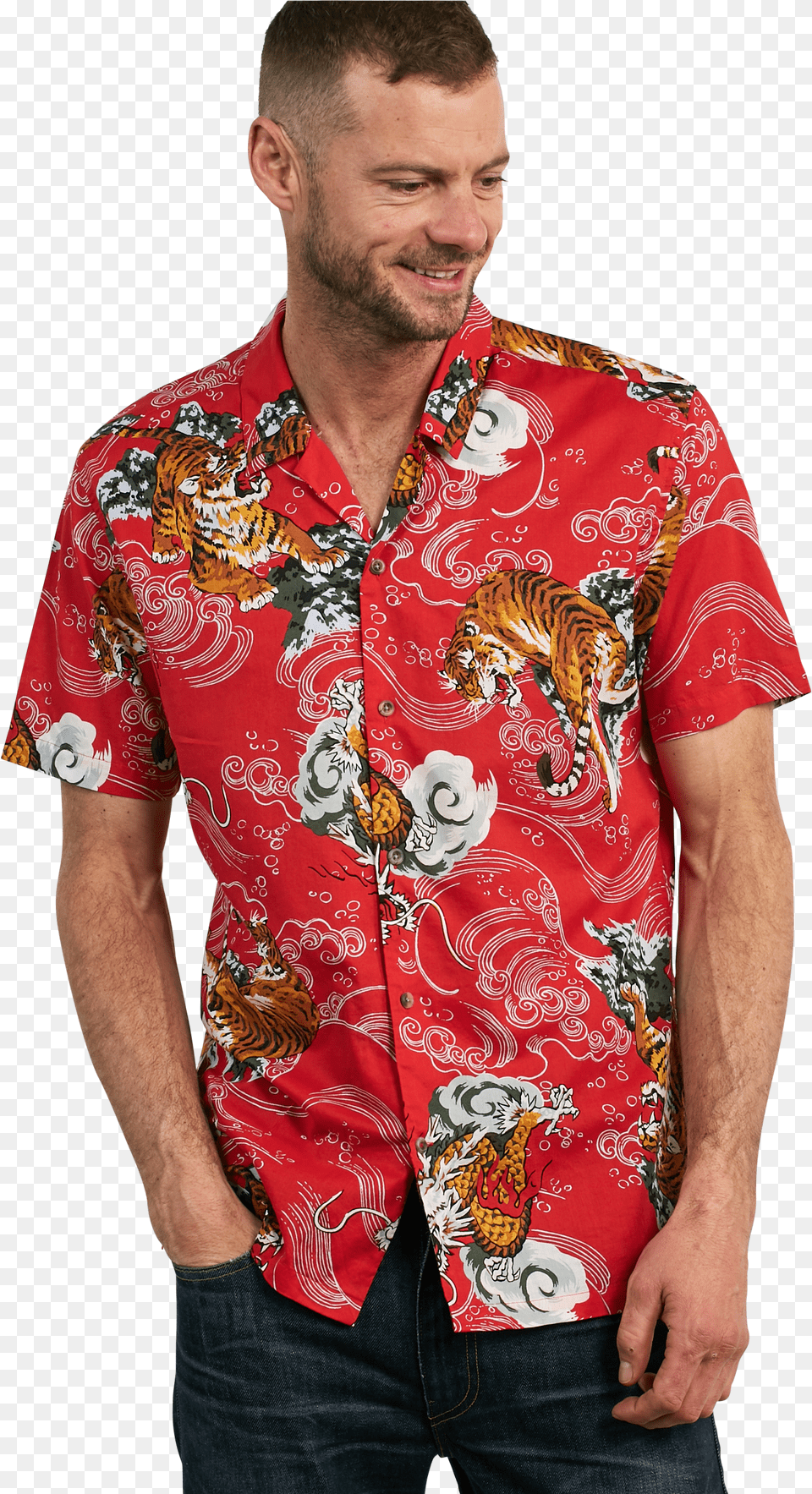 Tiger Print Shirt Man Free Png Download