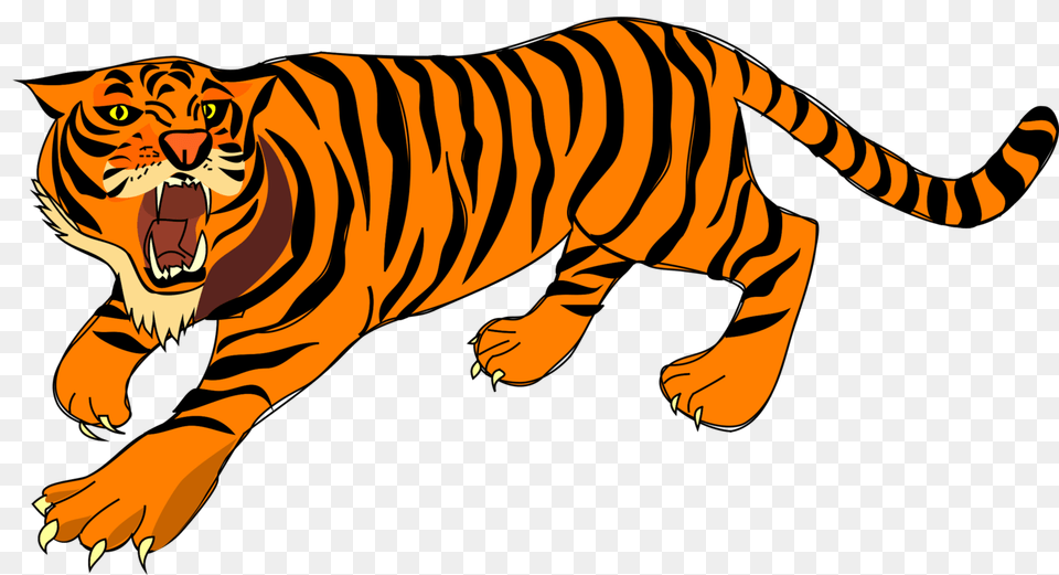 Tiger Roar Cartoon Drawing, Animal, Mammal, Wildlife Free Png Download