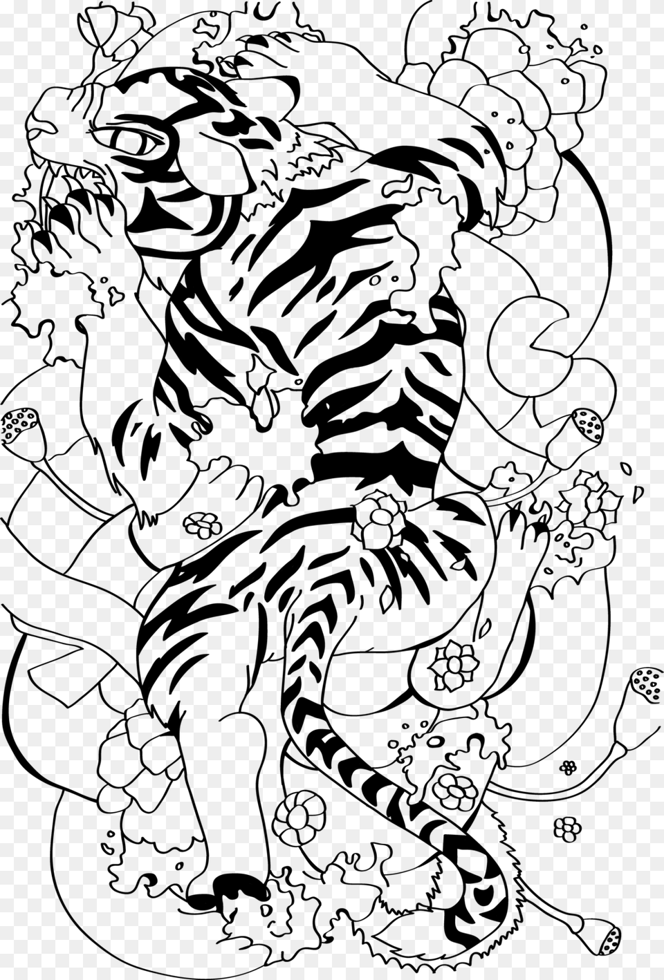 Tiger Tattoo Design For Men Transparents Tattoo Black And White, Art, Person, Drawing Png Image