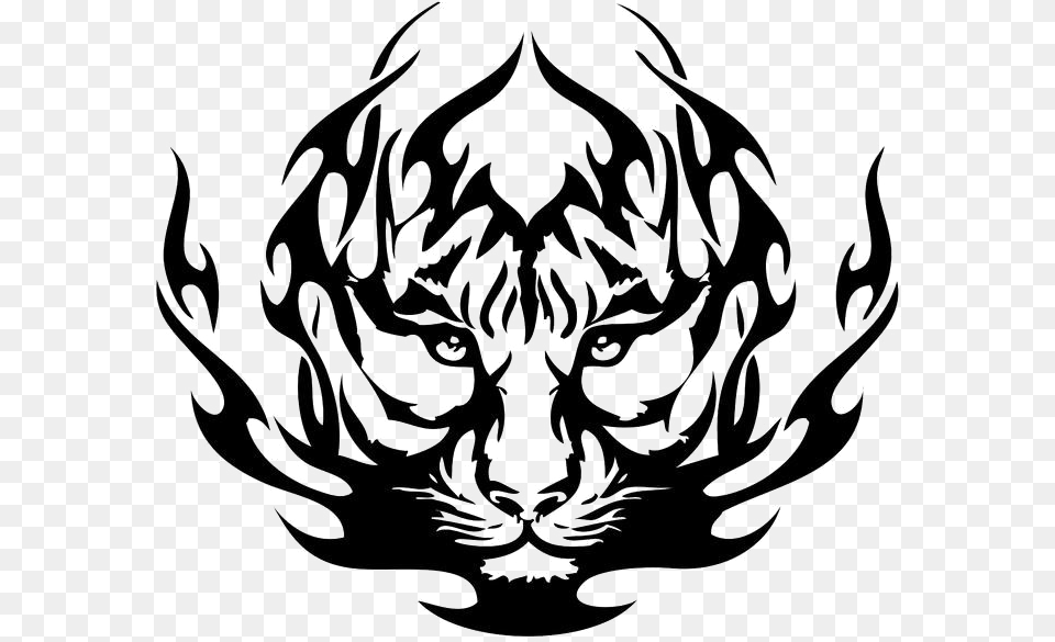 Tiger Tattoos Photos Tiger Symbol Black And White, Stencil, Emblem, Chandelier, Lamp Free Png