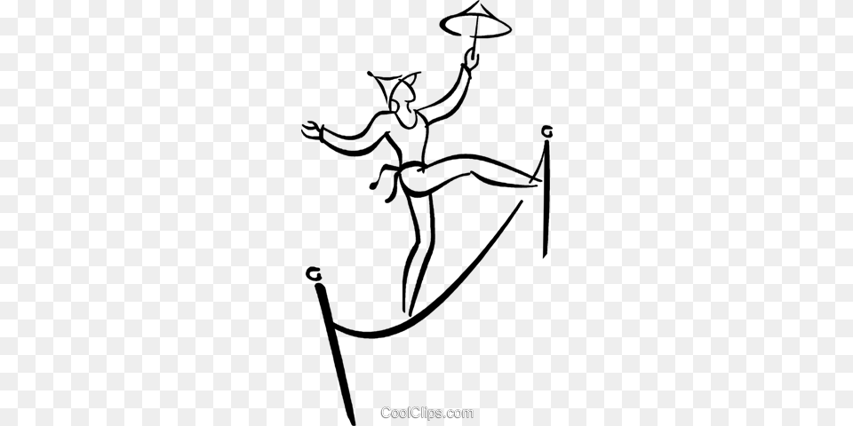 Tightrope Circus Act Royalty Vector Clip Art Illustration, Dancing, Leisure Activities, Person, Smoke Pipe Free Png