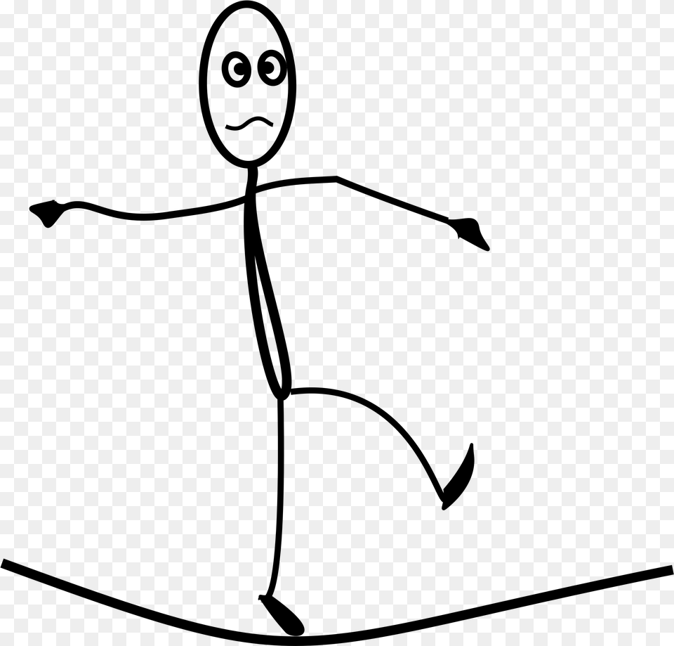 Tightrope Walker Clipart, Gray Free Png