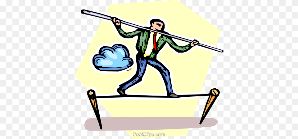 Tightrope Walker Royalty Vector Clip Art Illustration, People, Person, Adult, Male Png