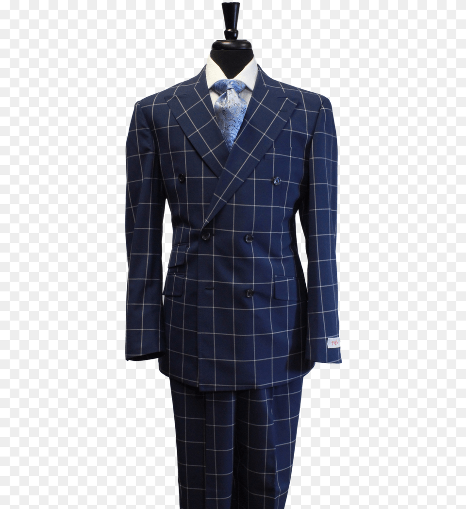 Tiglio Rosso Double Breasted Blue Window Pane 3 Piece Double Breasted, Clothing, Formal Wear, Suit, Tuxedo Png