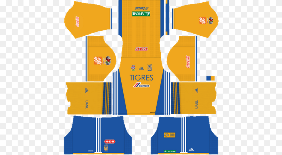 Tigres Uanl 16 17 Https Dream League Soccer 2018 Tigres, Clothing, Lifejacket, Vest, Adult Png