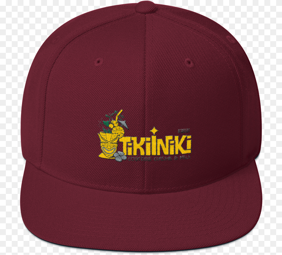 Tiki Iniki Kauai Snapback Yellow Mockup Front Maroon Baseball Cap, Baseball Cap, Clothing, Hat Free Png Download
