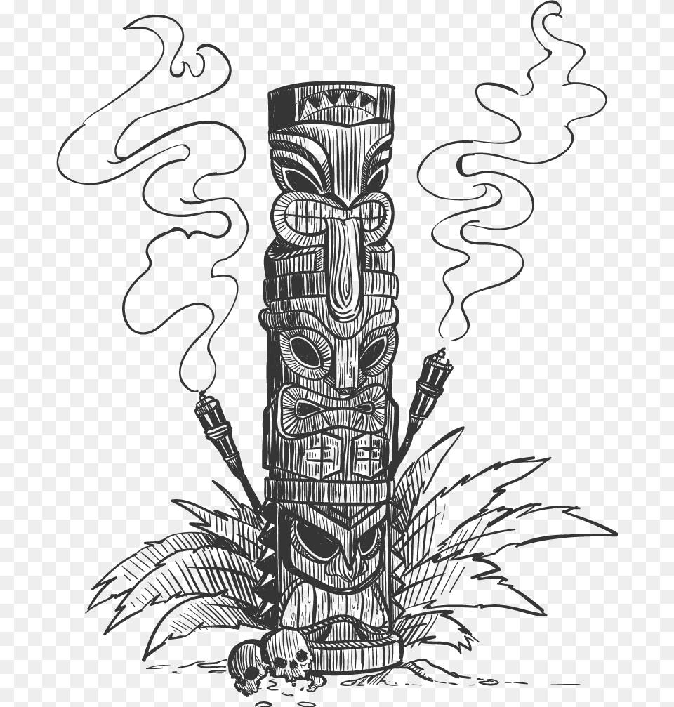 Tiki Pole Illustration Illustration, Architecture, Emblem, Pillar, Symbol Png Image