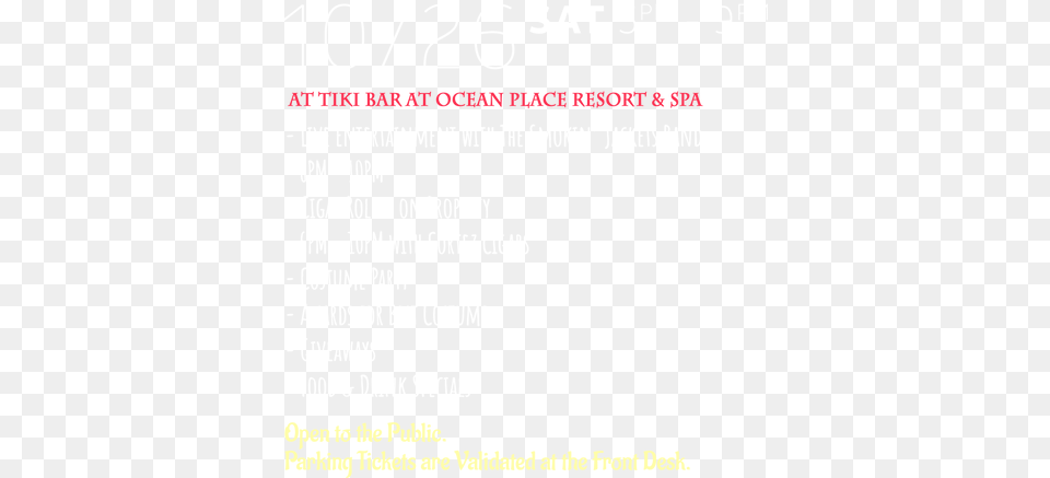 Tiki Treat Halloween Party Ocean Place Resort U0026 Spa Parallel, Advertisement, Poster, Text Free Png Download