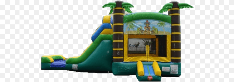 Tiki Waterslide Bounce Combo Tiki Bounce House With Slide, Inflatable, Play Area, Indoors, Outdoors Free Png Download