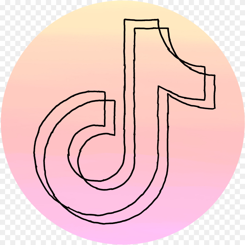 Tiktok Logo Farbverlauf Umriss Gemalt Pink Tik Tok Logo, Number, Symbol, Text, Disk Free Png