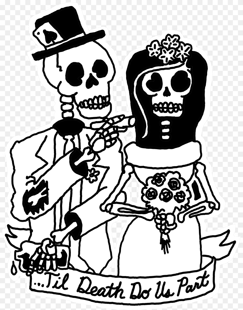 Til Death Do Us Part Skeletons Clipart, Stencil, Adult, Person, Man Png Image
