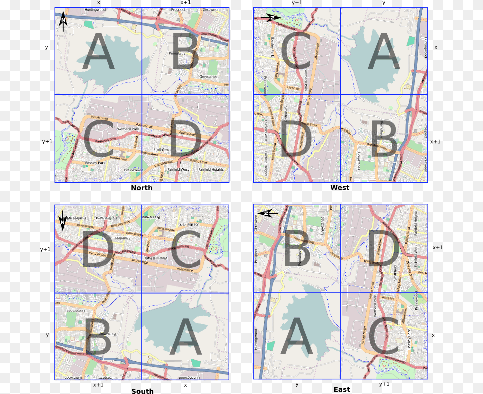 Tile Names For Noth South East And West Views Slippy Map, Chart, Plot, Number, Symbol Png