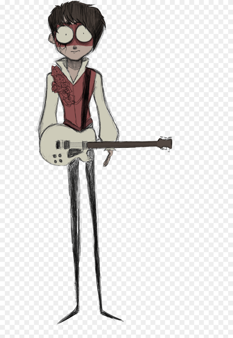 Tim Burton Style Boy, Guitar, Musical Instrument, Person, Face Free Png Download