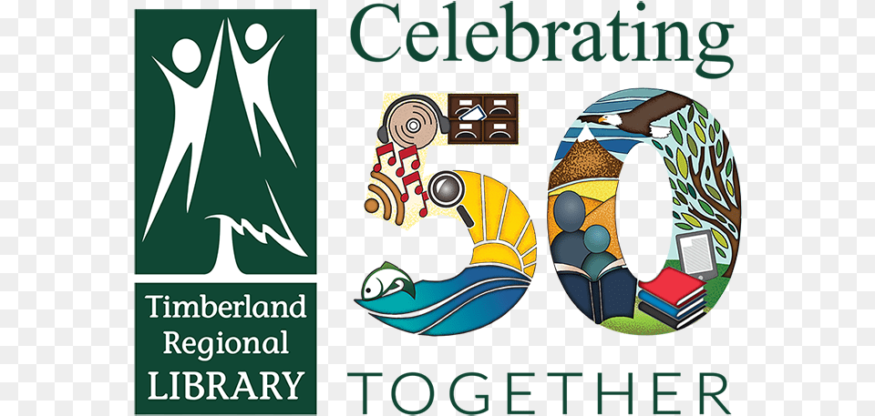 Timberland Regional Library 50th Anniversary Logo 50 Anniversary Logos, Advertisement, Poster, Book, Publication Png Image