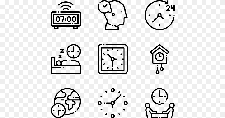 Time Hand Drawn Social Media Icons, Gray Free Png
