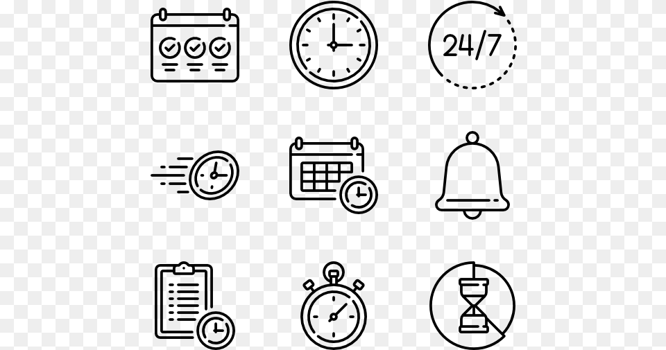 Time Management Cute Icon Black And White, Gray Png