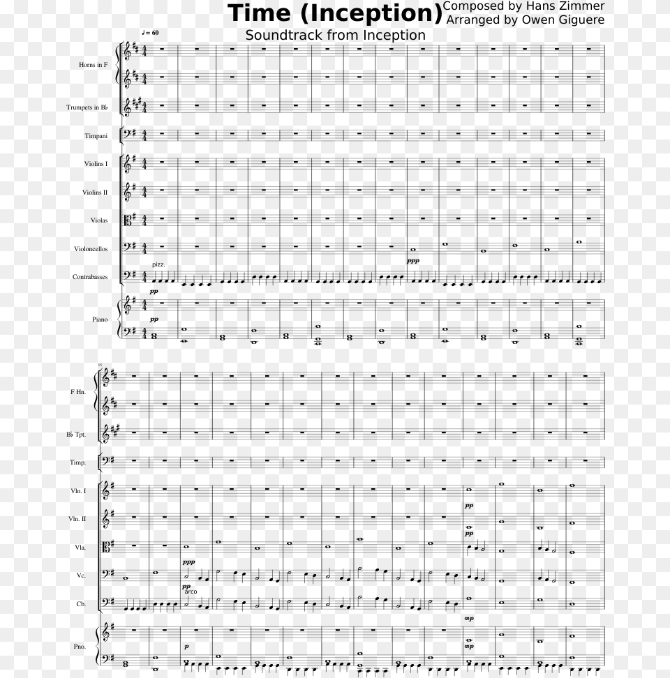 Time Sheet Music For Piano French Horn Trumpet Timpani Sheet Music, Gray Free Transparent Png