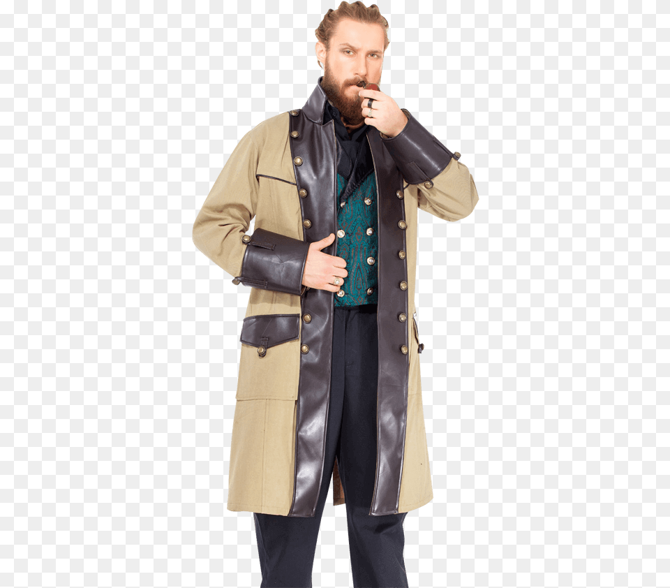 Time Travelers Buff Coat Overcoat, Clothing, Vest, Adult, Male Free Png