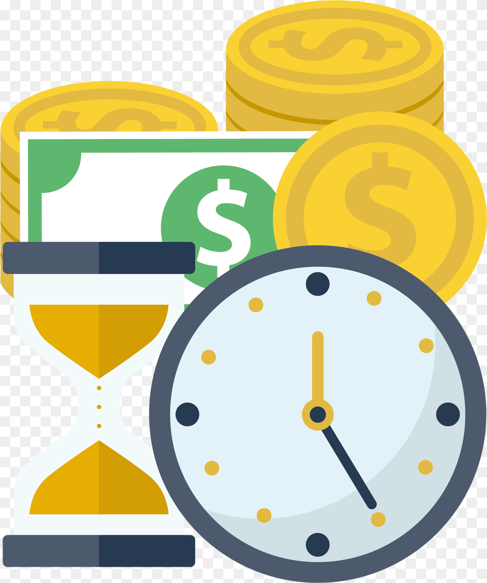 Time Value Of Money Flat Design Finance Reloj Dinero, Tape, Analog Clock, Clock Free Png Download