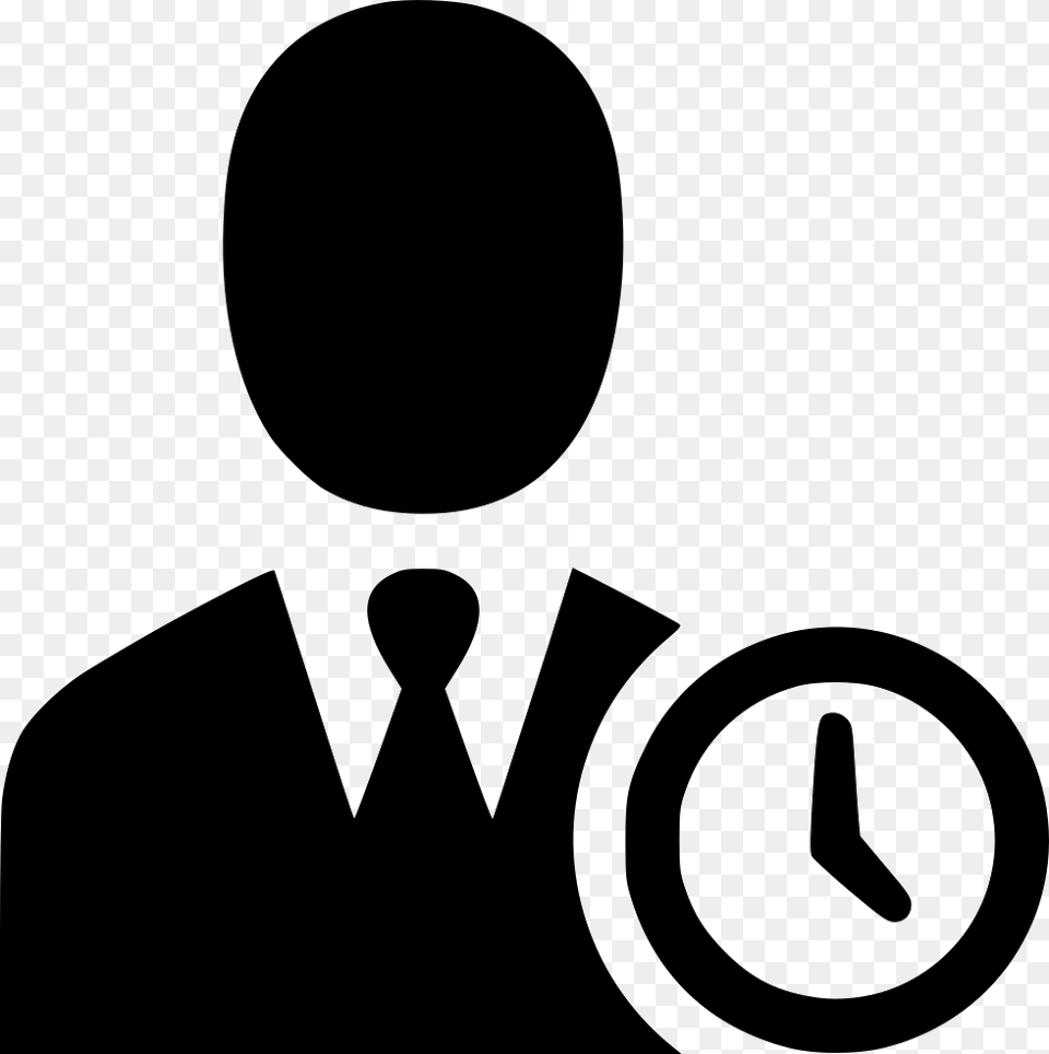 Time Work User Man Clock Working Hours Icon, Stencil, Accessories, Formal Wear, Tie Free Png