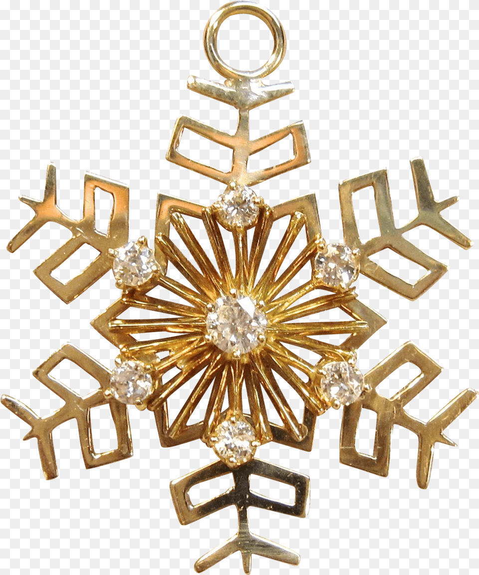 Timeless Diamond Snowflake Pendant In 14k Yellow Gold Snowflakes, Accessories, Earring, Gemstone, Jewelry Free Png