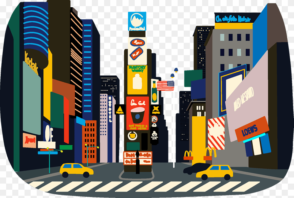 Times Square Clipart, Neighborhood, Urban, Street, City Png Image