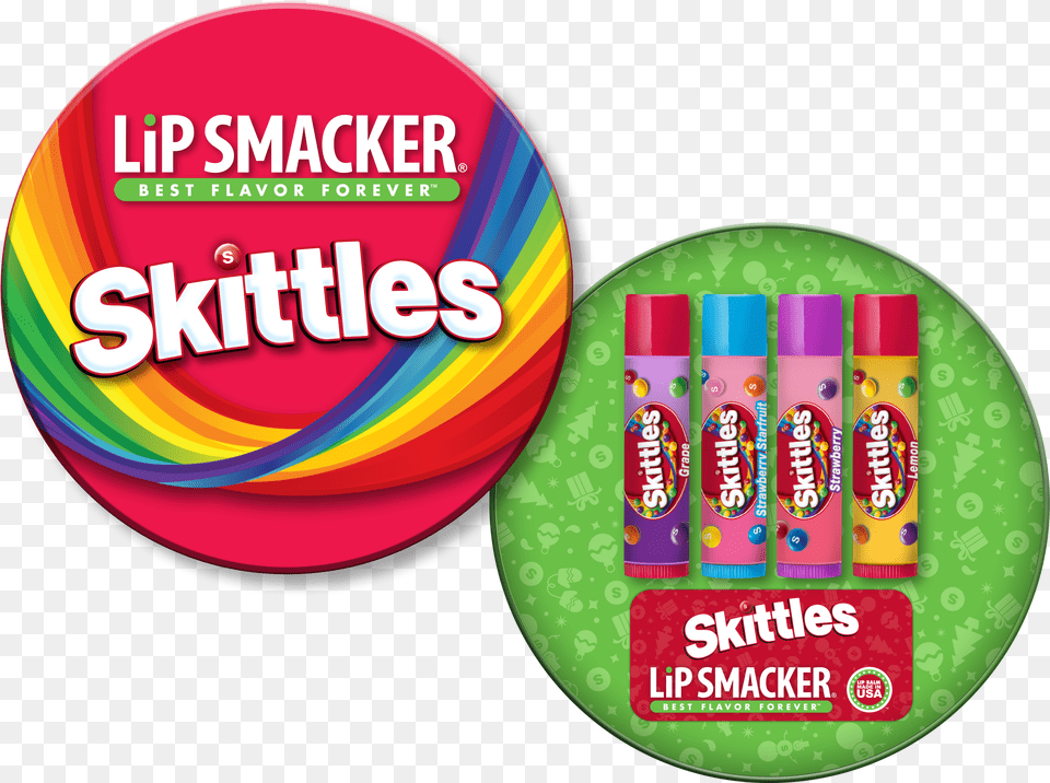 Tin Collection Lip Smacker Skittles Tin, Food, Sweets, Plate Png