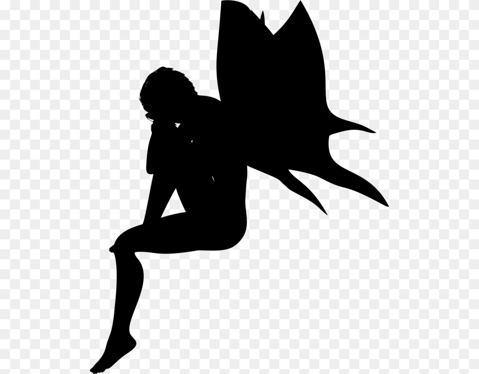 Tinker Bell Disney Fairies Fairy Silhouette Art, Gray Free Png Download